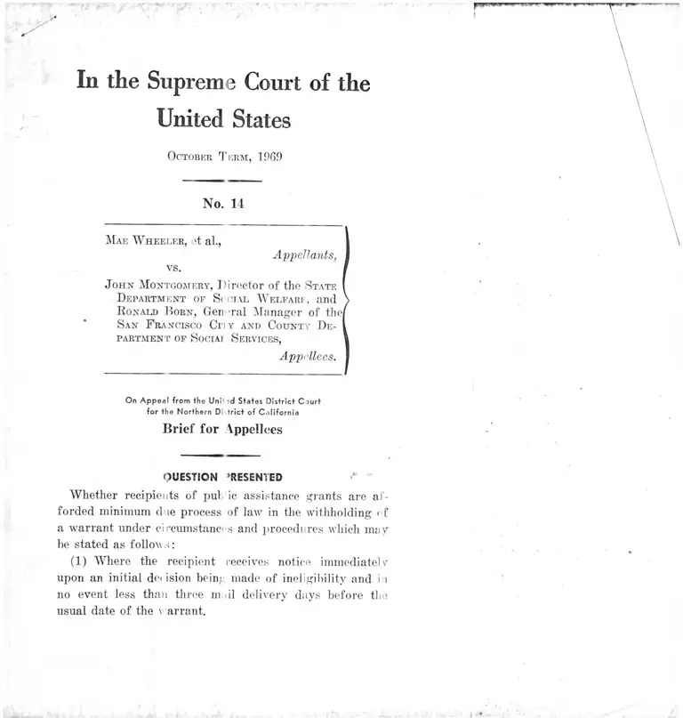 Wheeler v. Montgomery Brief for Appellees preview