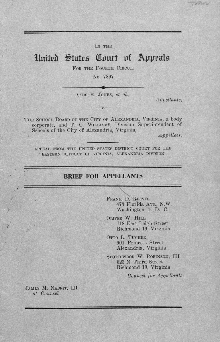 Jones v. The School Board of the City of Alexandria, Virginia Brief for Appellants preview