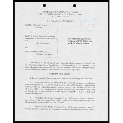 Defendants' Response to Plaintiffs' First Set of Interrogatories preview