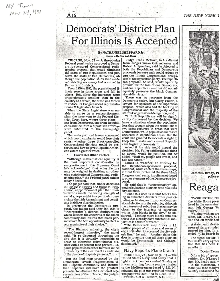 Democrats' District Plan for Illinois is Accepted (New York Times) preview