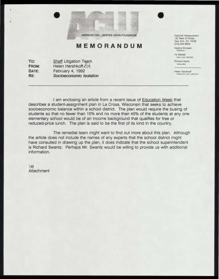 Memo from Hershkoff to Counsel; from Counsel to Rivera; from Hershkoff to Counsel (Redacted) preview
