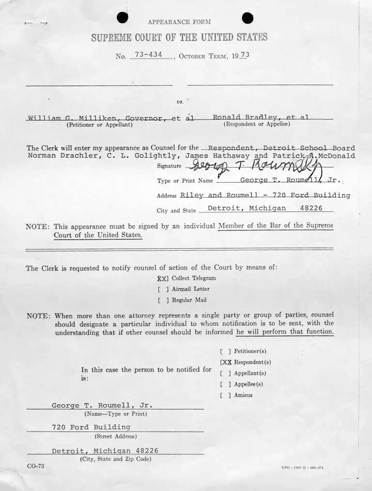 Supreme Court Appearance Form preview