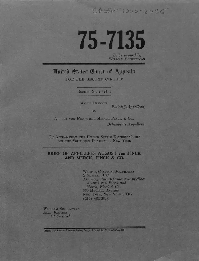 Dreyfus v. von Finck Brief of Appellees August Von Finck and Merck, Finck & Co. preview