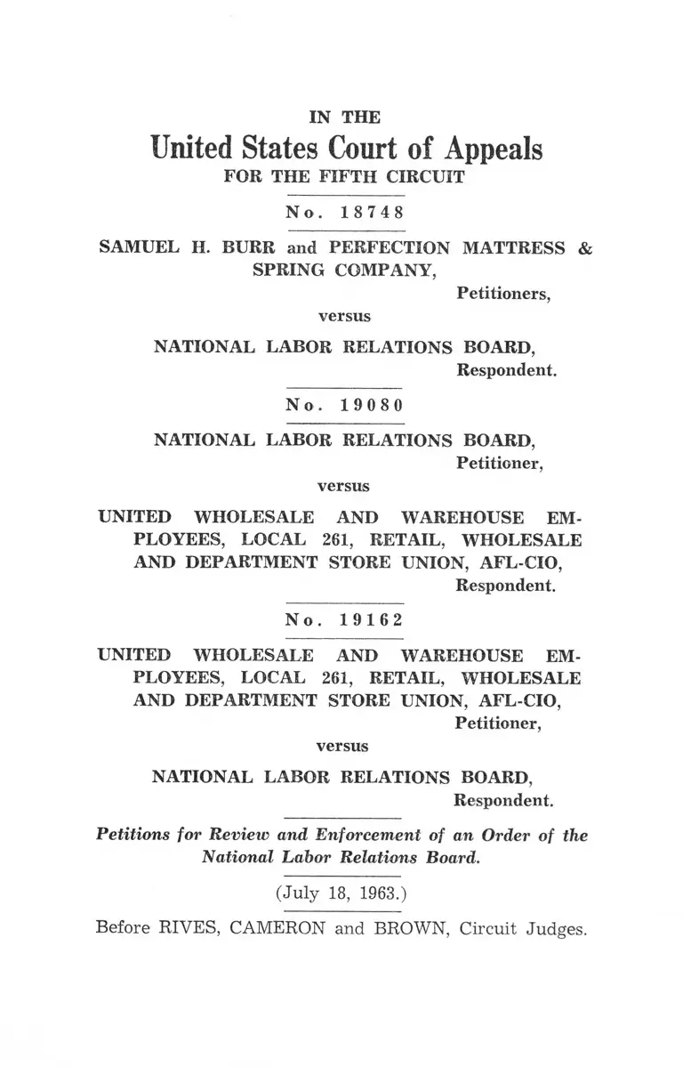 Burr v National Labor Relations Board Petition for Review and Enforcement of an Order preview