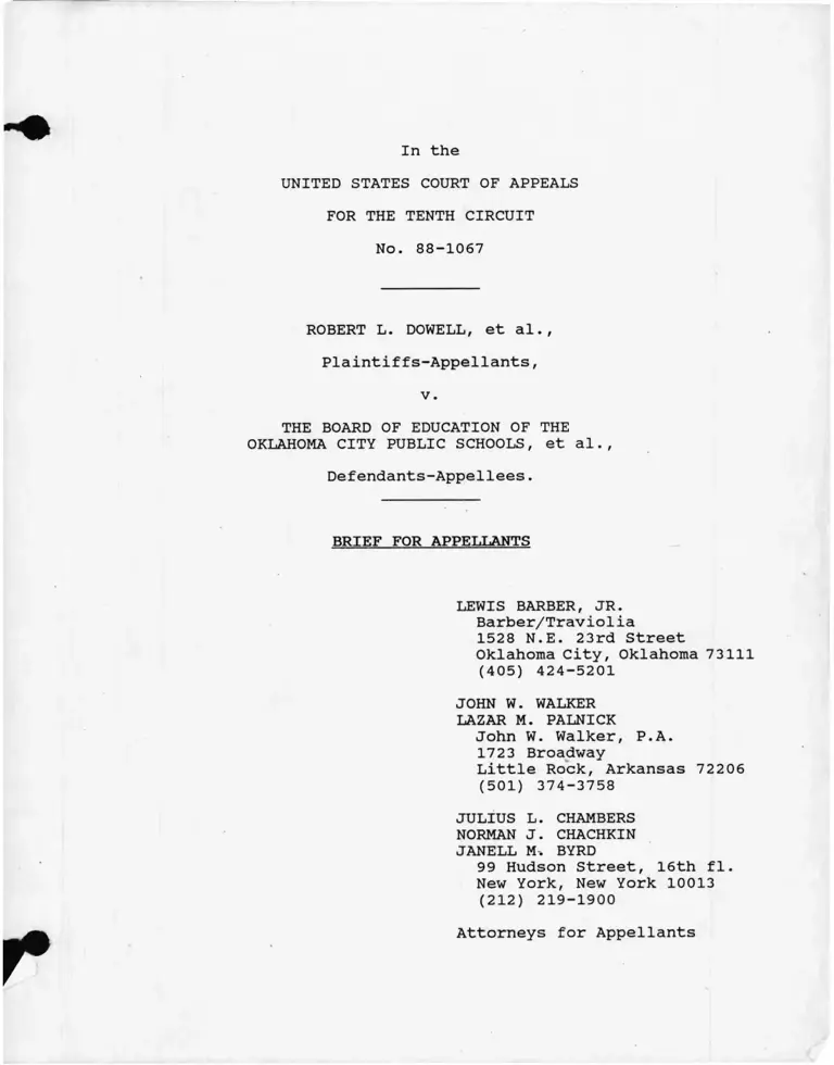 Dowell v. Oklahoma City Board of Education Brief for Appellants preview