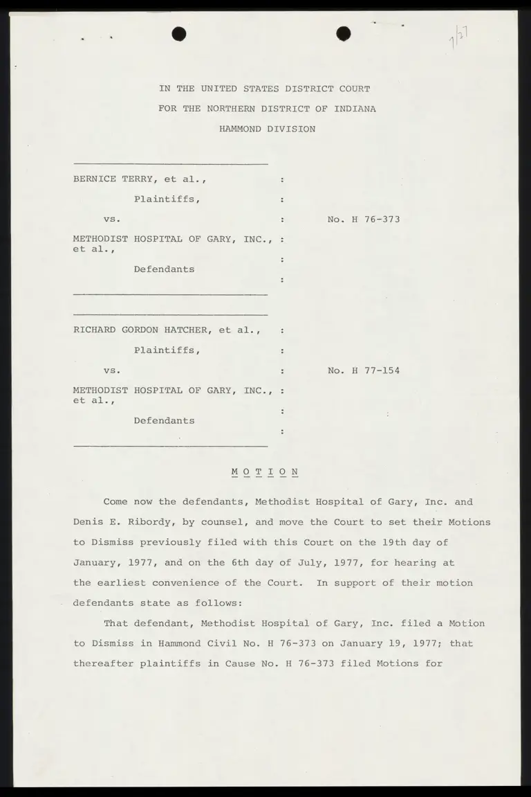 Notice Re: Motion to Dismiss preview