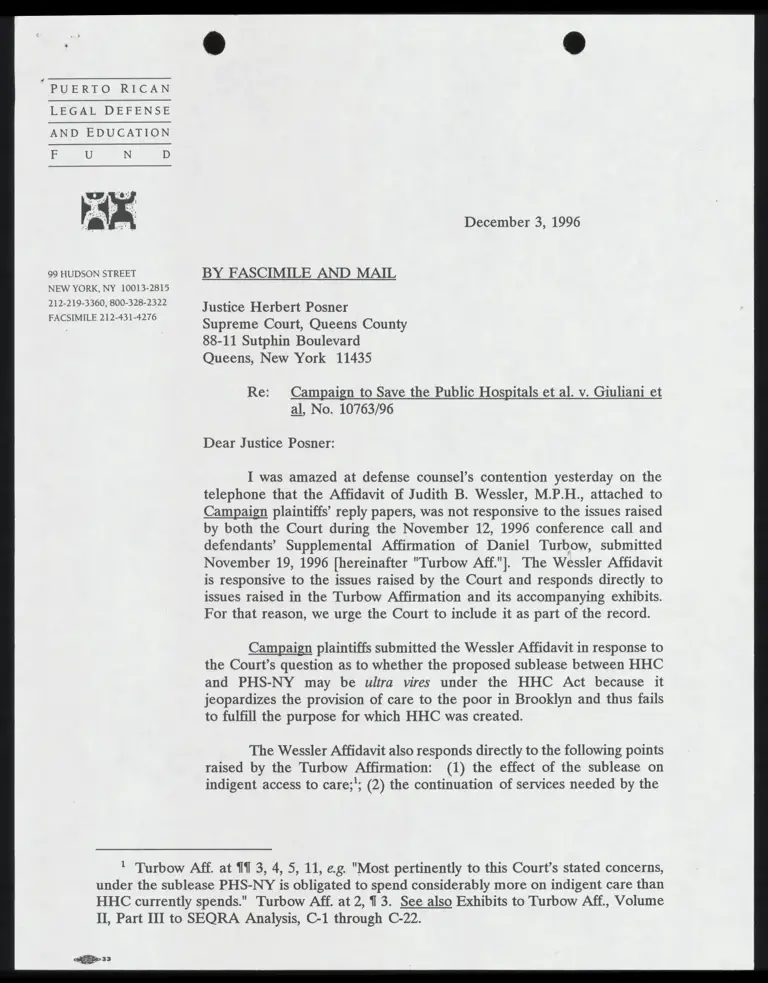 Copy of Letter to Justice Posner From Kimerling RE: Affidavits preview