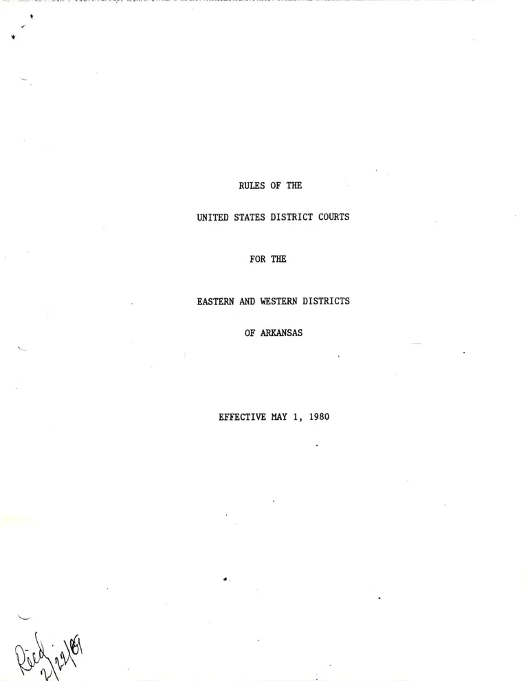 Rules of the United States District Courts for the Eastern and Western Districts of Arkansas preview