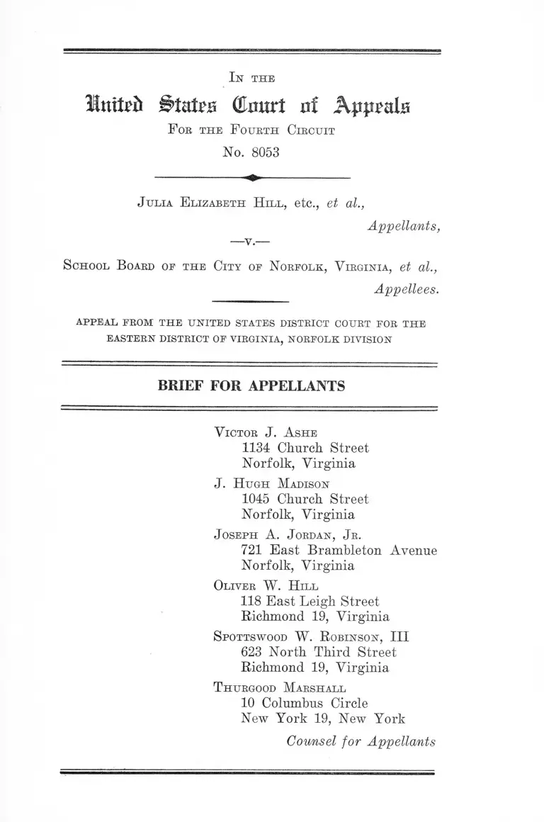Hill v. City of Norfolk, VA School Board Brief for Appellants preview