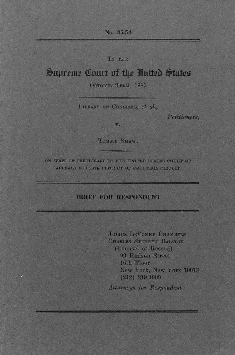 Library of Congress v. Shaw Brief for Respondent preview