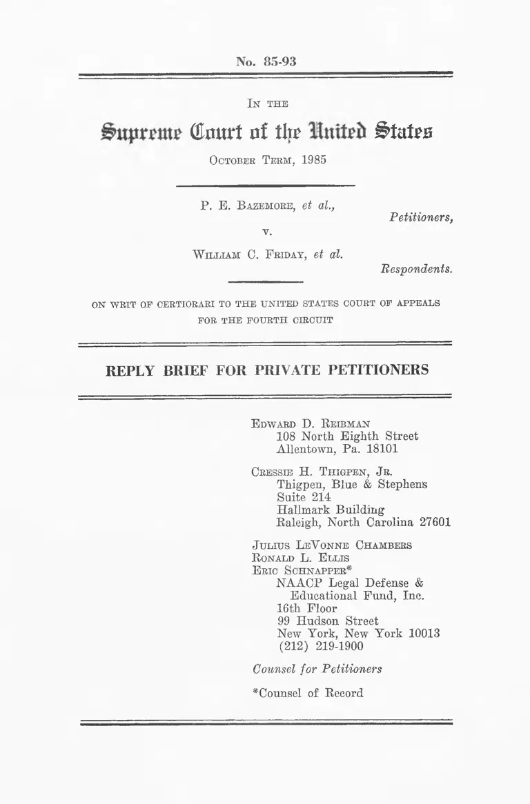 Bazemore v. Friday Reply Brief for Private Petitioners preview