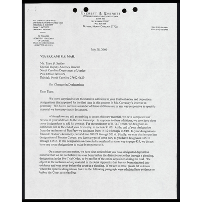 Letter to Smiley from Neyhart RE: Changes in Designations preview
