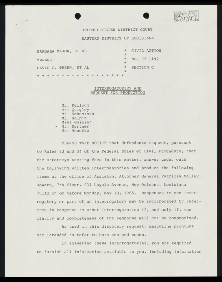 Interrogatories and Request for Production preview