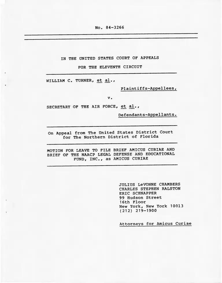 Turner v. Secretary of the Air Force Motion for Leave to File Brief and Brief Amicus Curiae preview