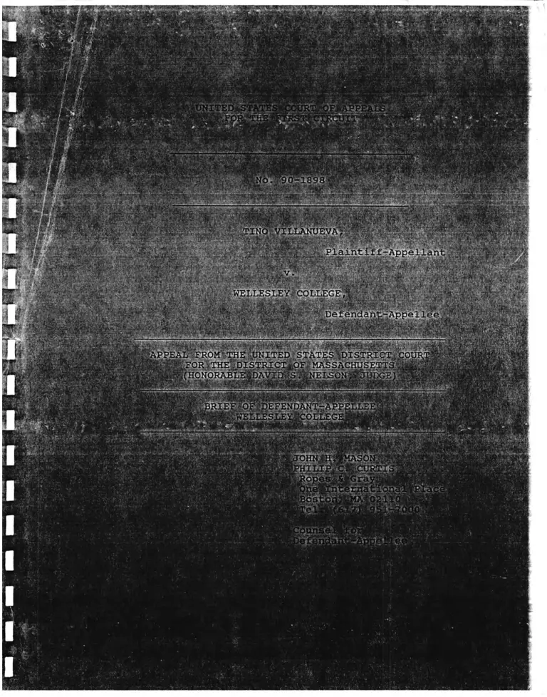 Villanueva v. Wellesley College Brief of Defendant-Appellee preview