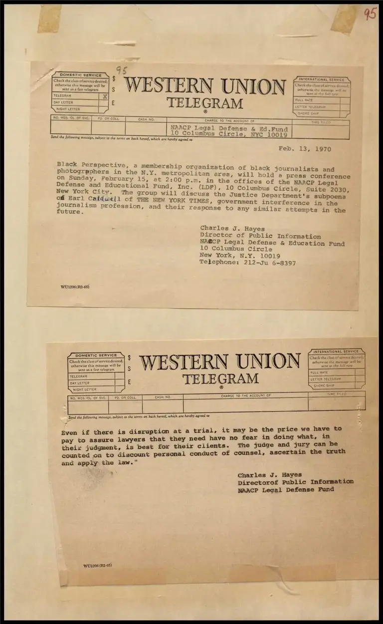 Black Perspective Journalist Organization to Hold Press Conference (Telegram); LDF to Defend Bobby Seale (Telegram) preview