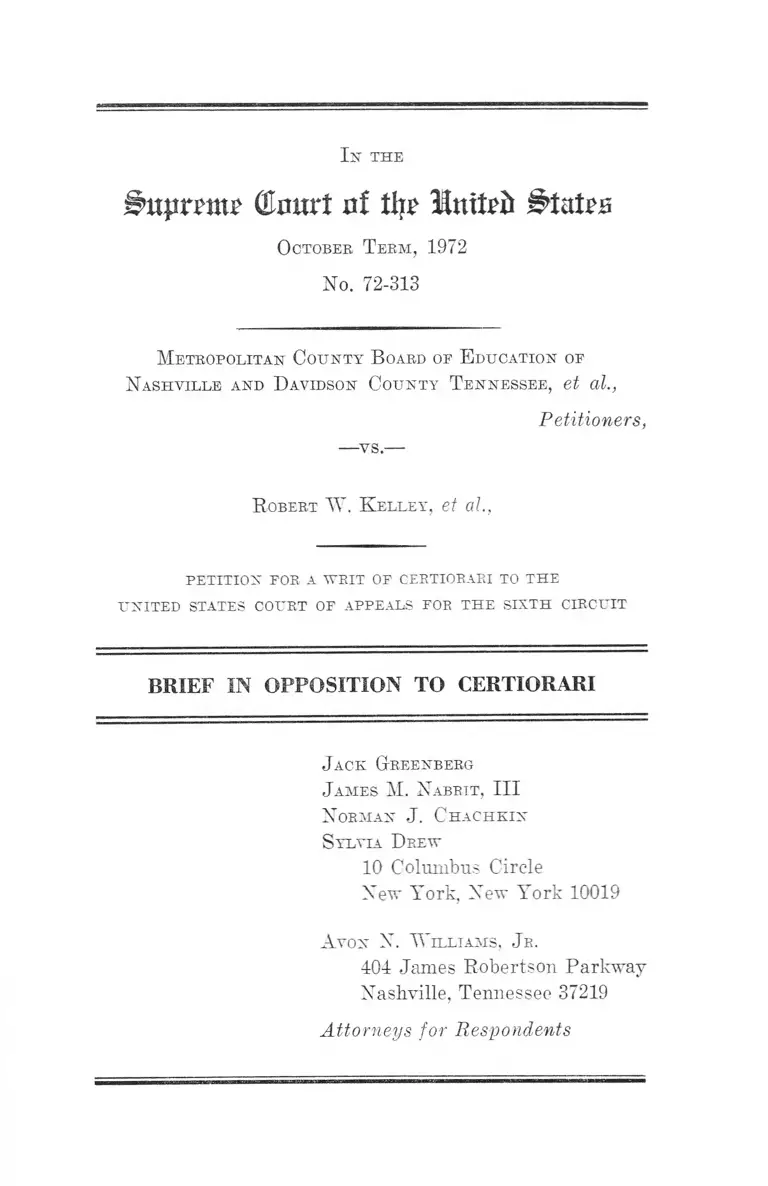 Metropolitan County Board of Education v. Kelley Brief in Opposition to Certiorari preview