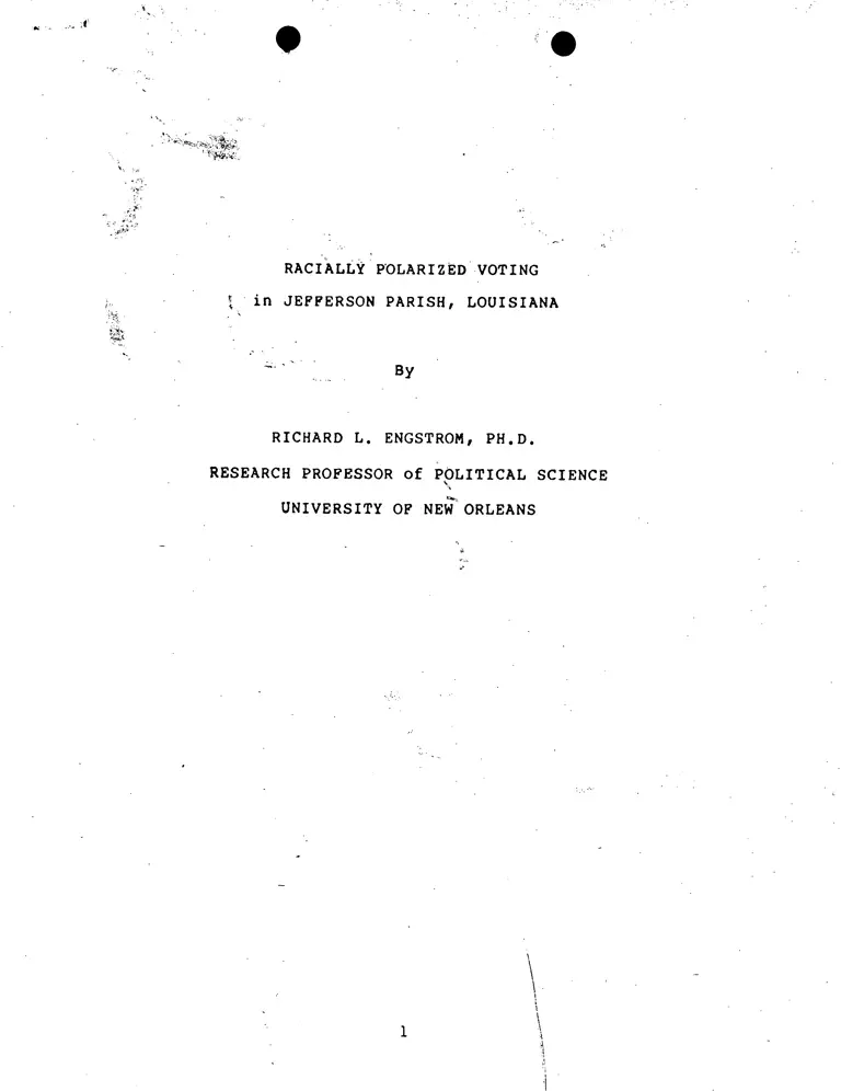 Racially Polarized Voting in Jefferson Parish, Louisiana by Richard Engstrom preview