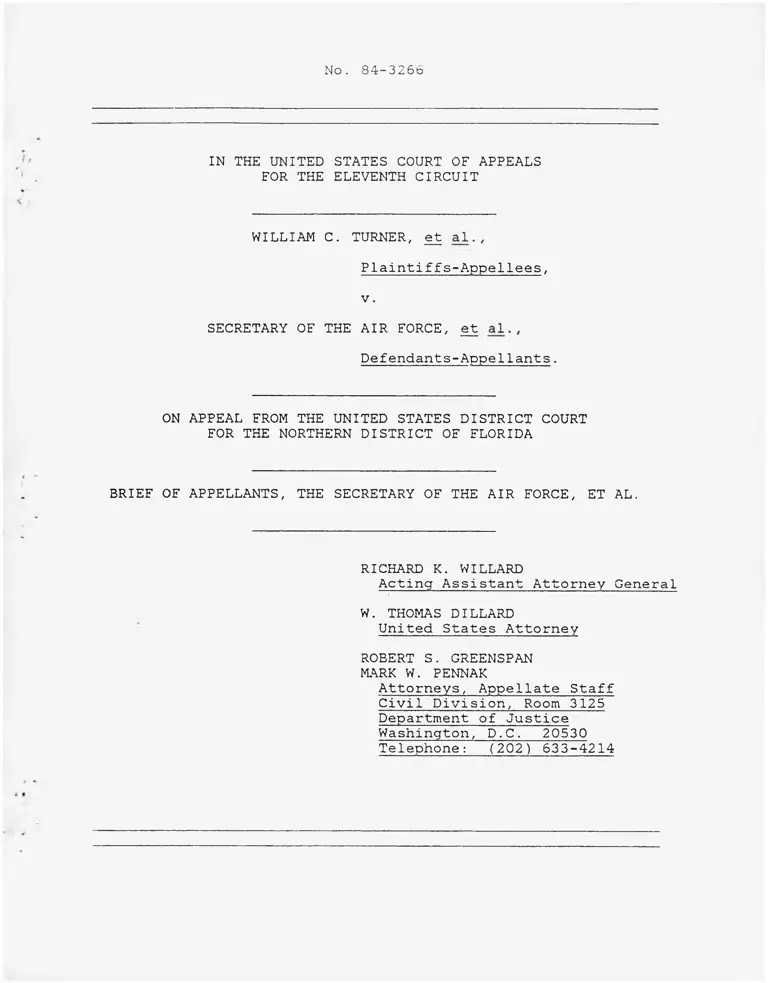Turner v. Secretary of the Air Force Brief of Appellants preview