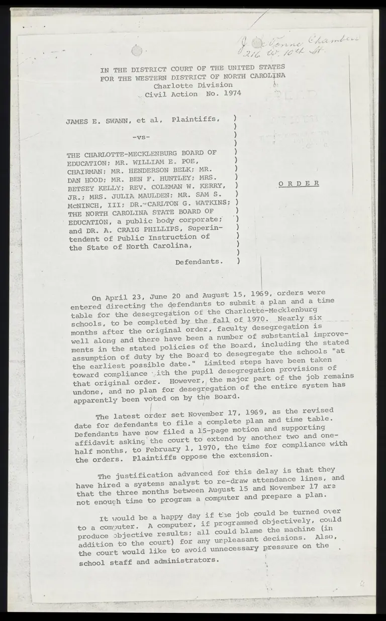 Order for Deferring Action on Request for Extension preview
