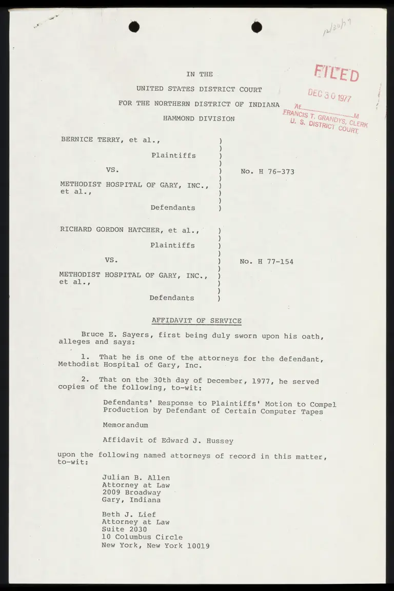 Response to Motion to Compel Production of Tapes; Second Set of Interrogatories; Motion for Expedited Discovery Schedule preview