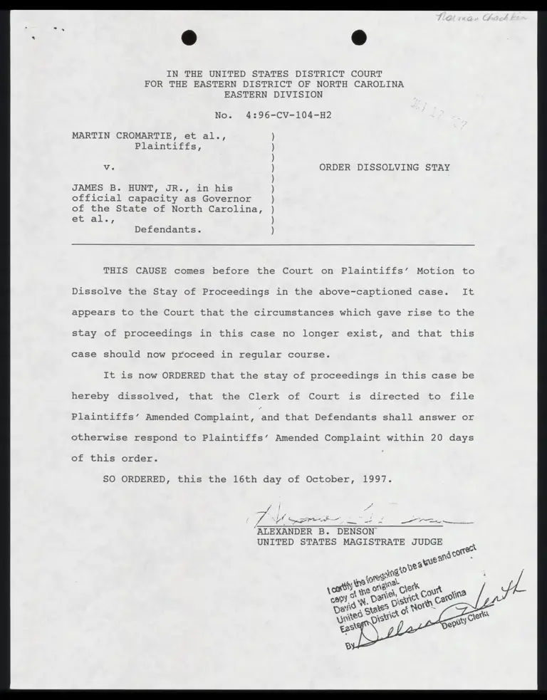 Order Dissolving Pay with Amended Complaint preview