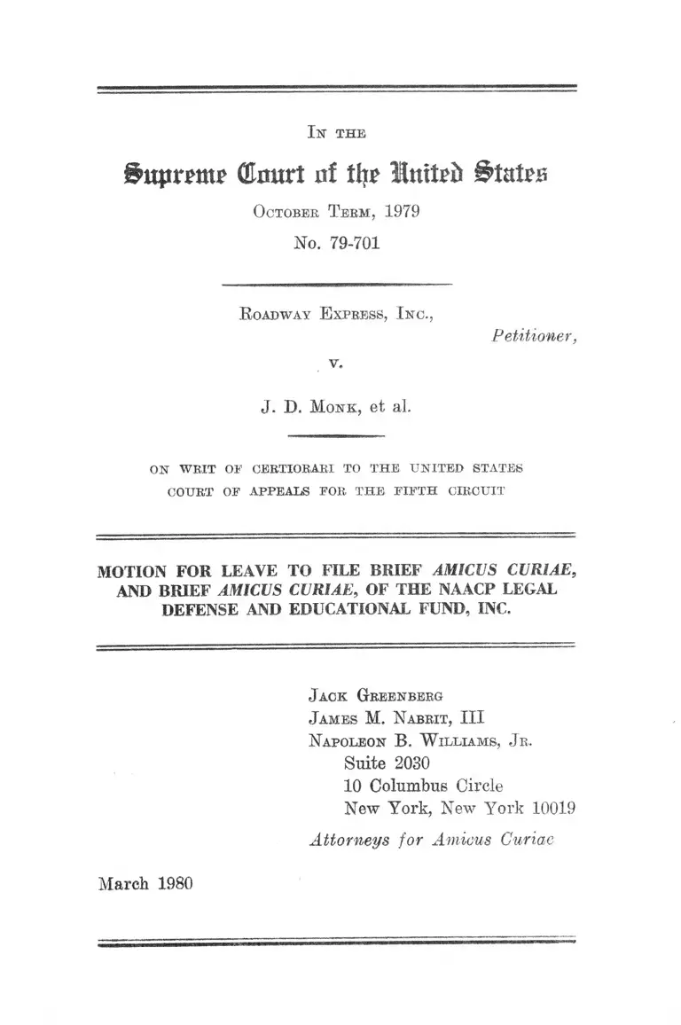 Roadway Express v Monk Brief Amicus Curiae preview