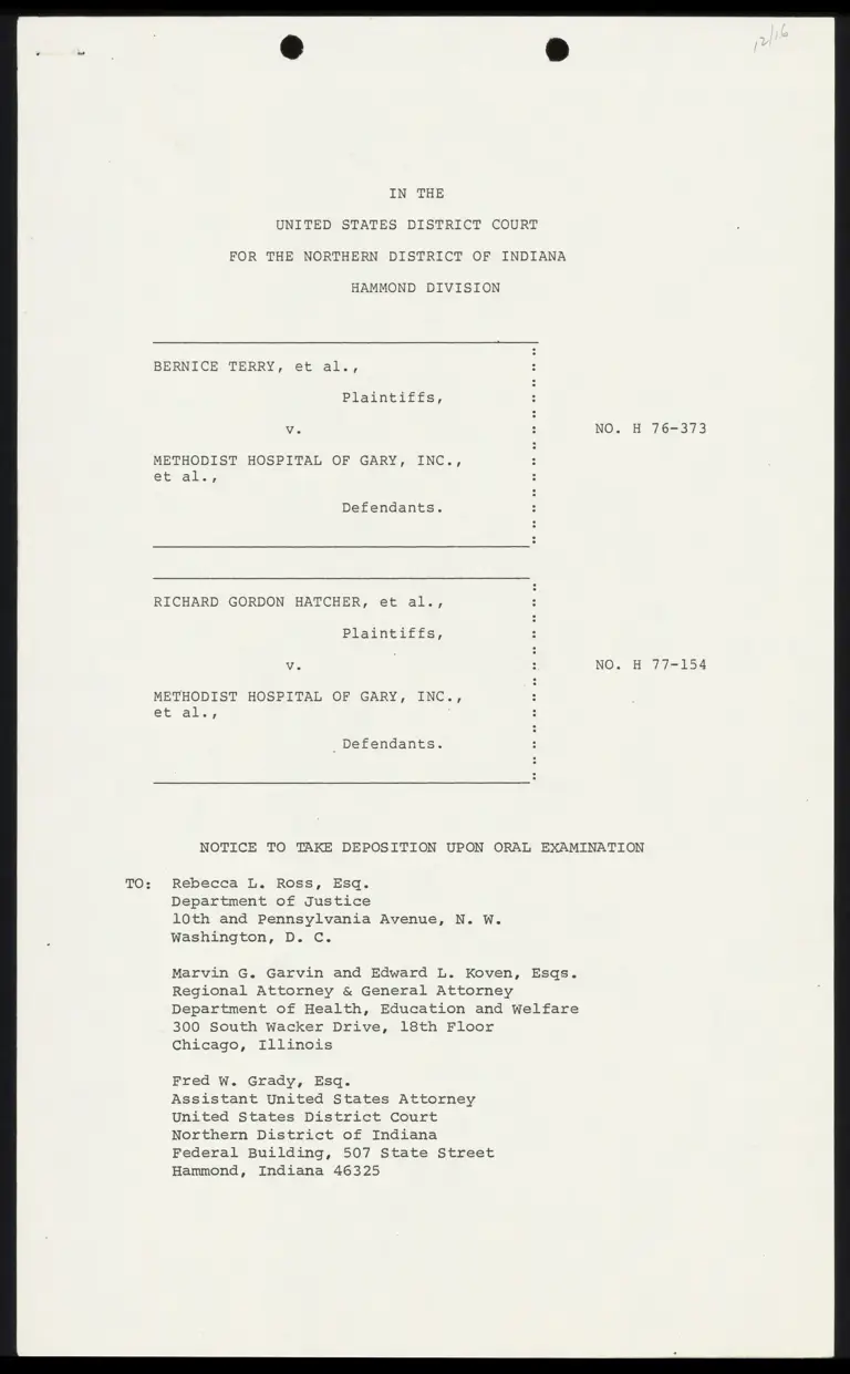 Notices to Take Deposition Upon Oral Examination preview