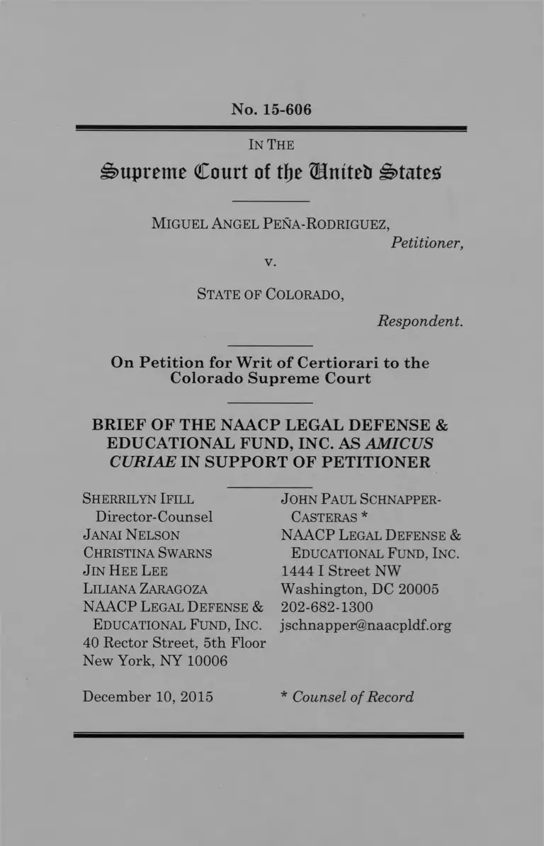 Peña-Rodriguez v. Colorado Brief Amicus Curiae in Support of Petitioner preview