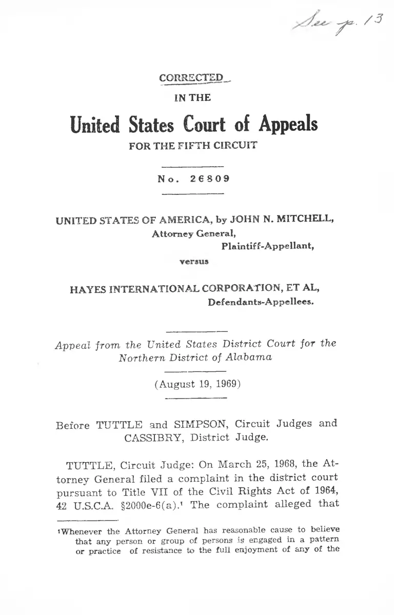 United States v. Hayes International Corporation Opinion preview