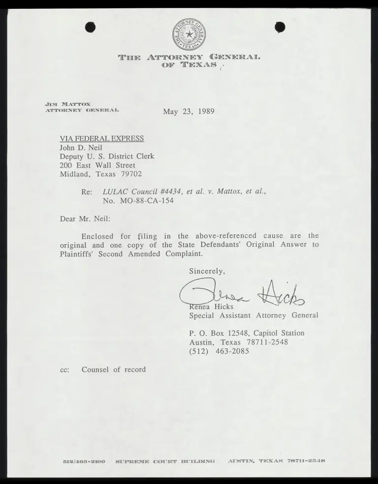 State Defendants' Original Answer to Plaintiffs' Second Amended Complaint preview