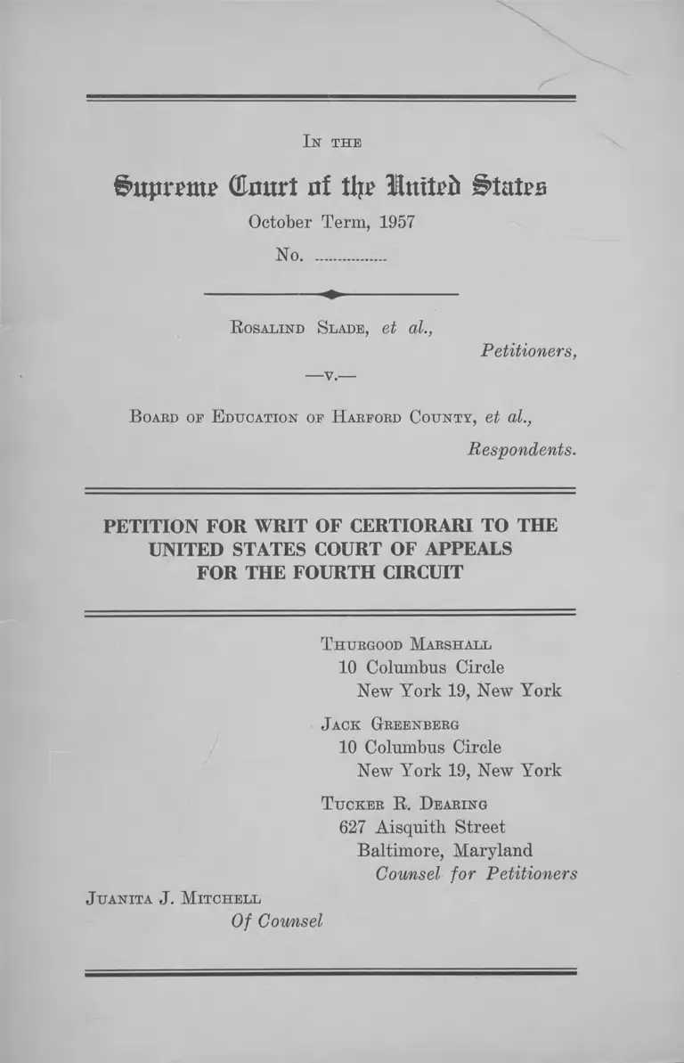 Slade v Harford County BOE Petition for Writ of Certiorari preview