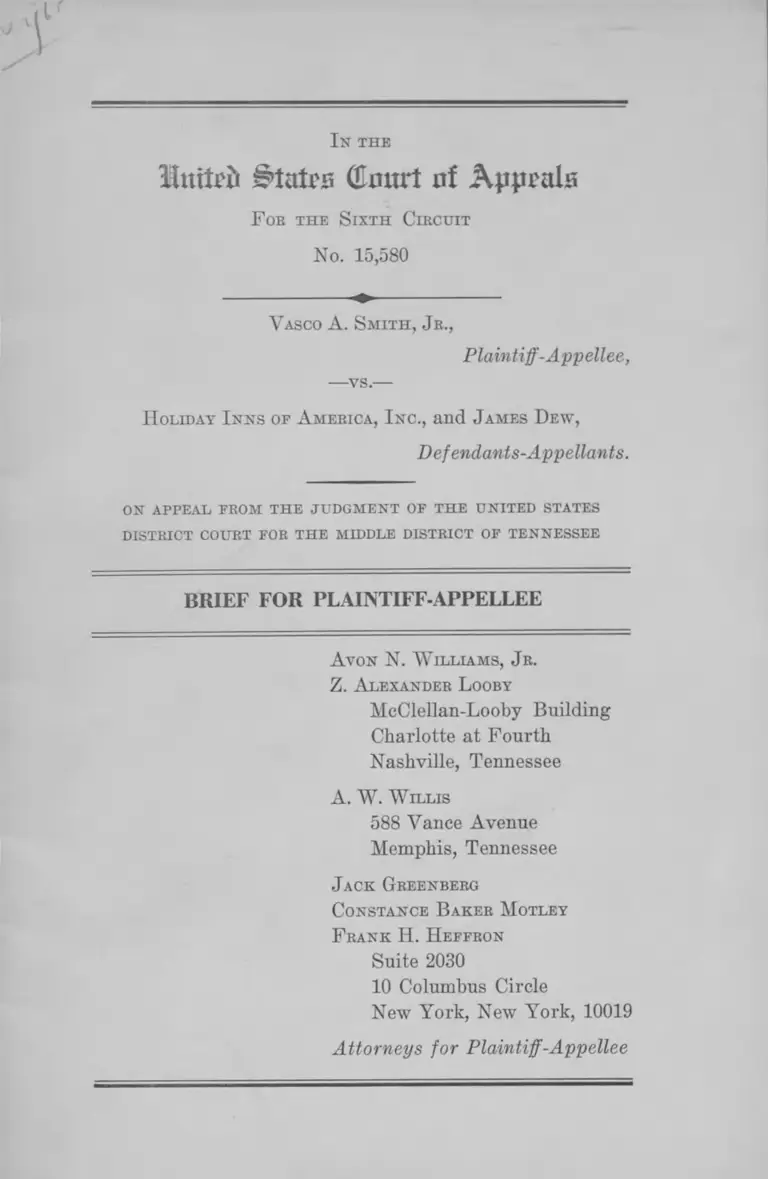 Smith v Holiday Inns of America Brief for Plaintiff Appellee preview