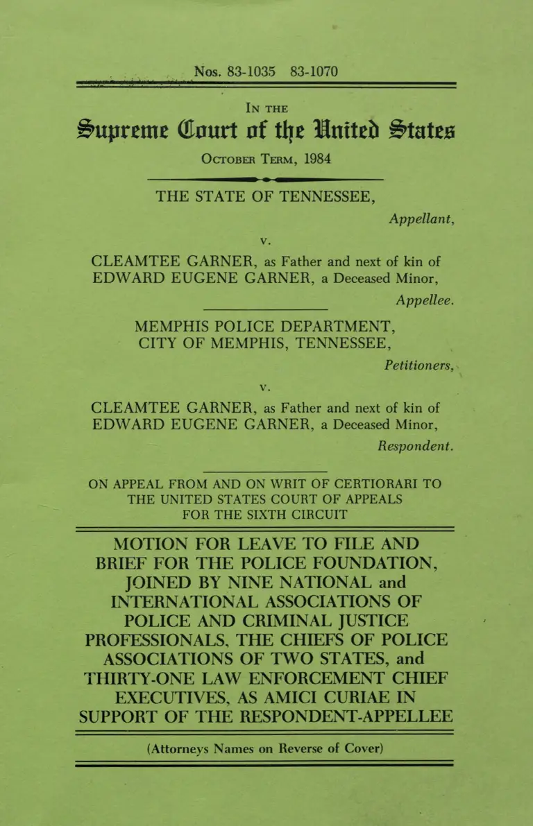 Motion for Leave to File and Brief for the Police Foundation et al. as Amici Curiae in Support of the Respondent-Appellee preview