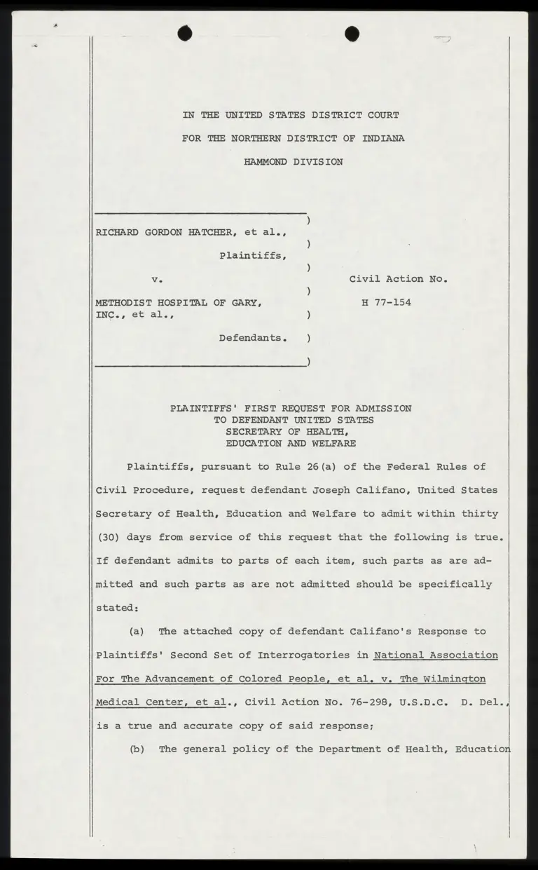 First Request for Admission to Defendant preview