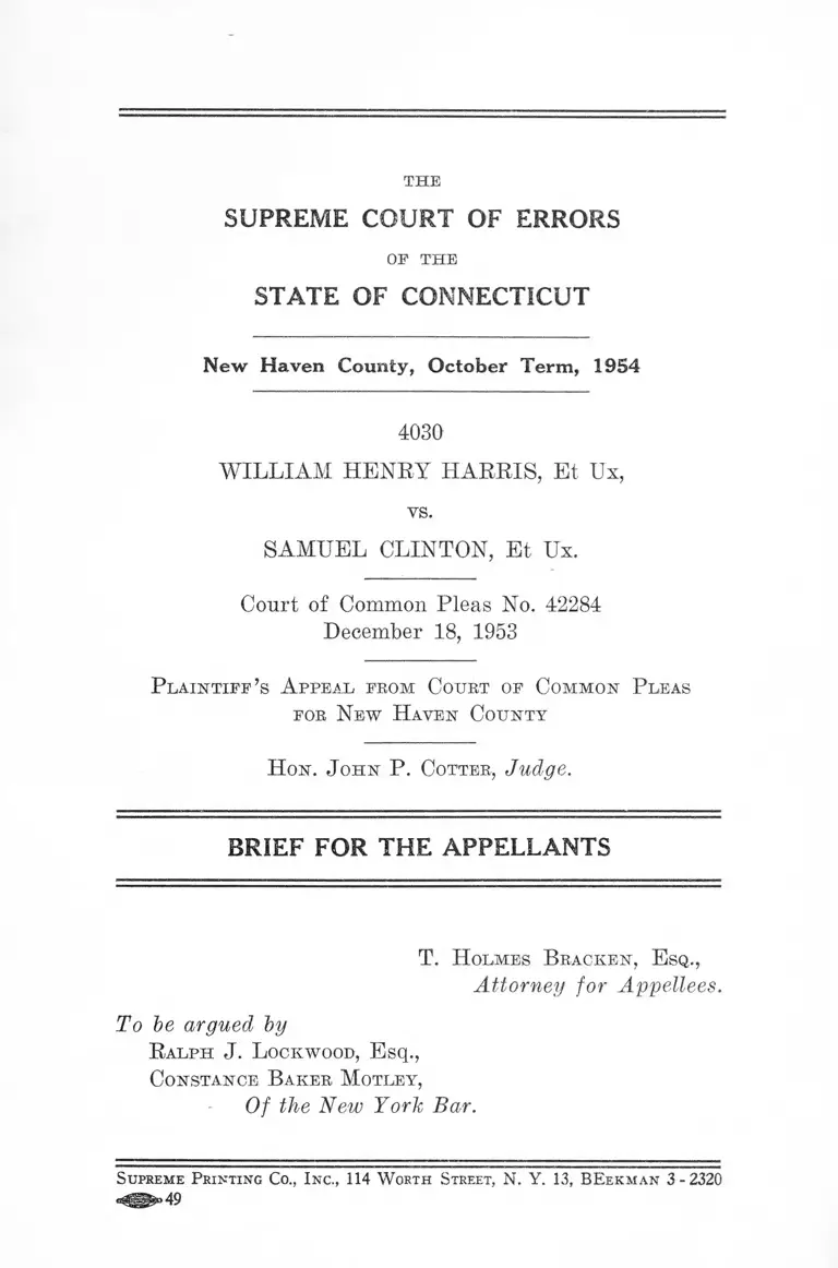 Harris v. Clinton Brief for the Appellants preview