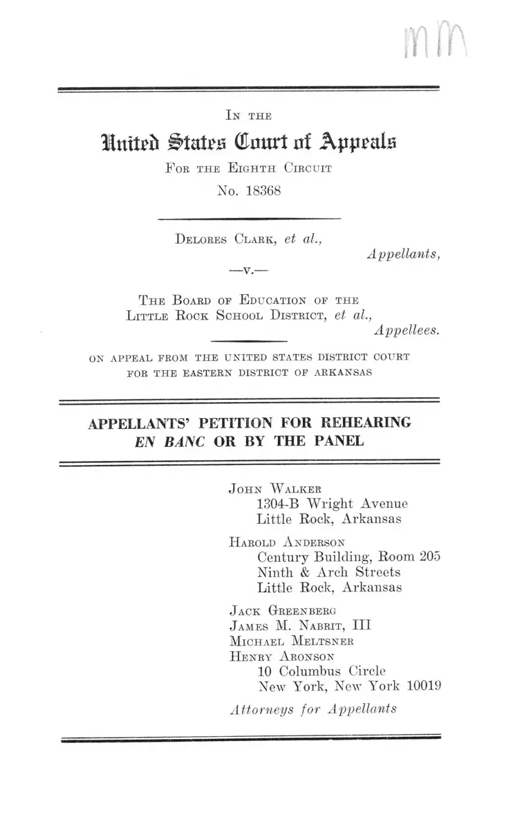 Clark v. Little Rock Board of Education Appellants' Petition for Rehearing En Banc or By The Panel preview
