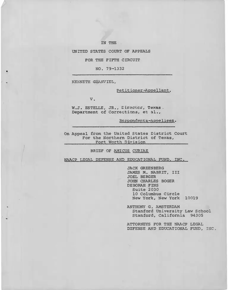 Granviel v. Estelle Brief of Amicus Curiae preview
