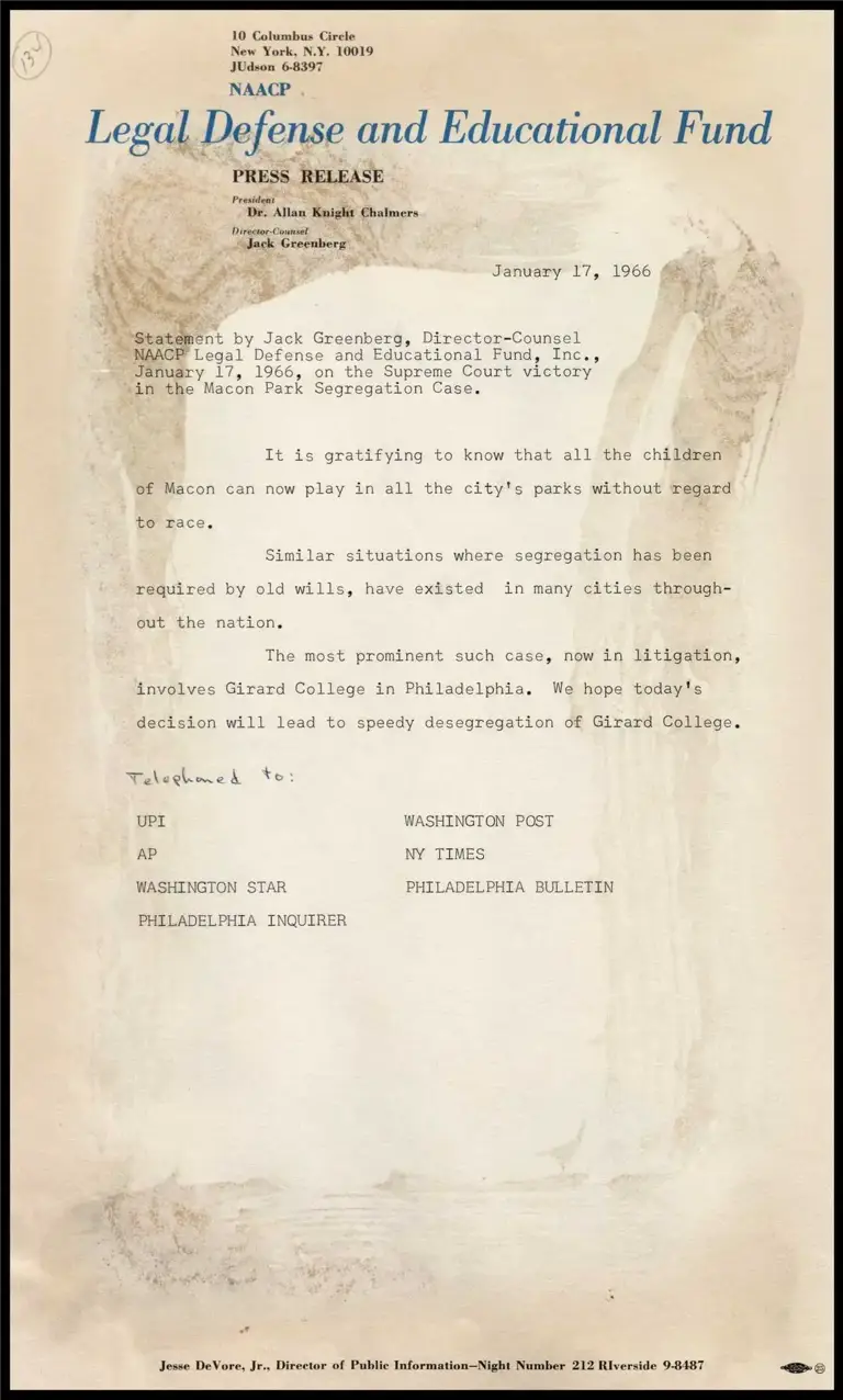 Greenberg Statement on Macon Park Segregation Case preview