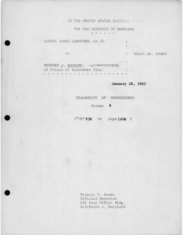 Lankford v. Schmidt Transcript of Proceedings Vol. 8 preview