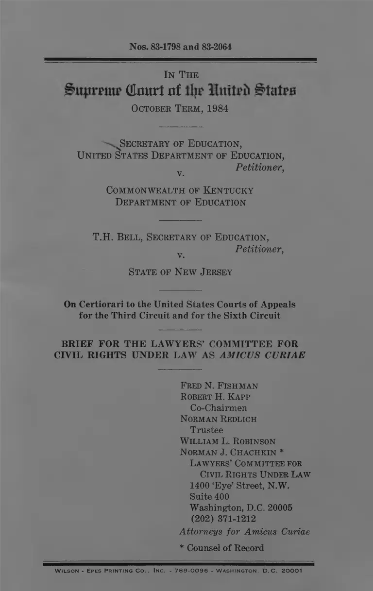Secretary of Education v. Commonwealth of Kentucky Department of Education preview