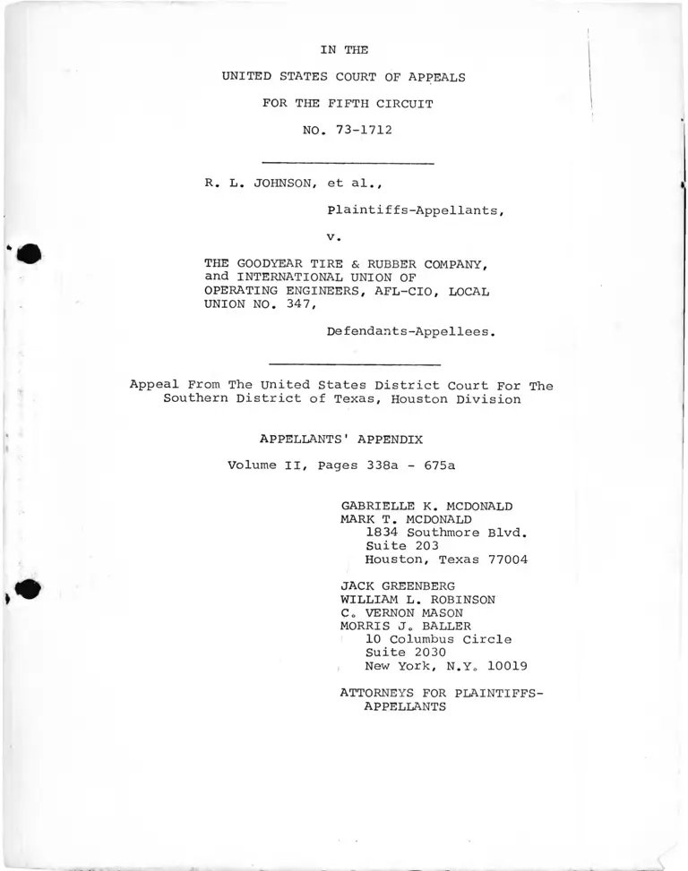 Johnson v. The Goodyear Tire & Rubber Company Appendix Vol II preview