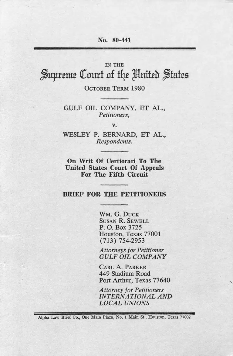 Gulf Oil Company v. Bernard Brief for the Petitioners preview