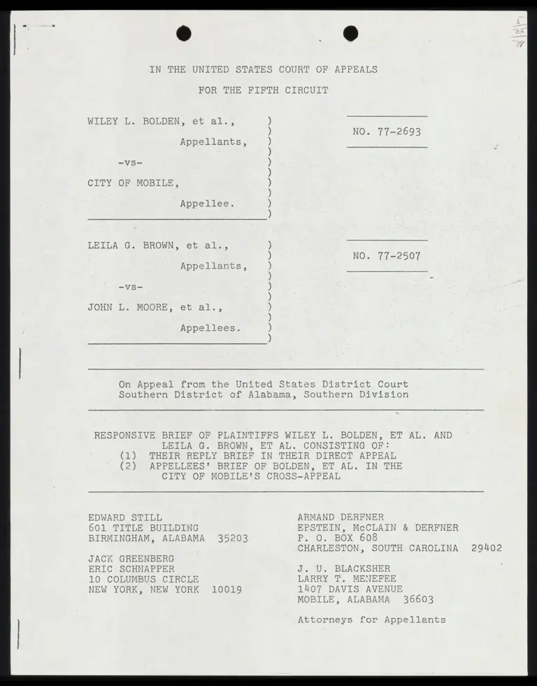 Responsive Brief of Plaintiffs Bolden and Brown preview