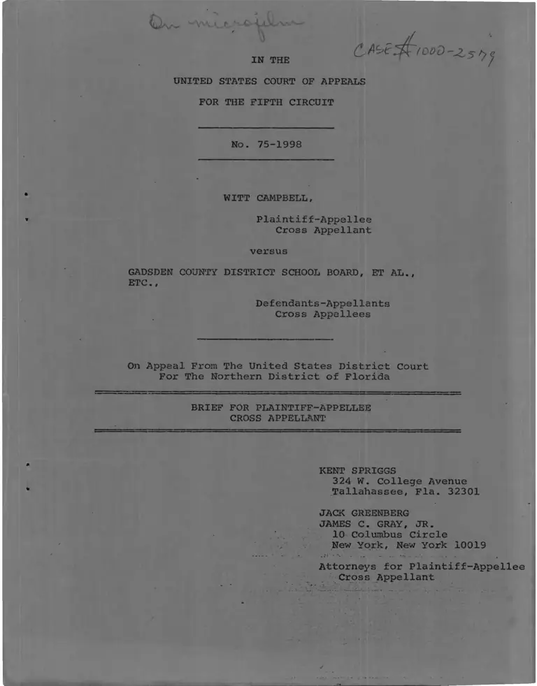Campbell v. Gadsden County District School Board Brief for Plaintiff-Appellee Cross Appellant preview