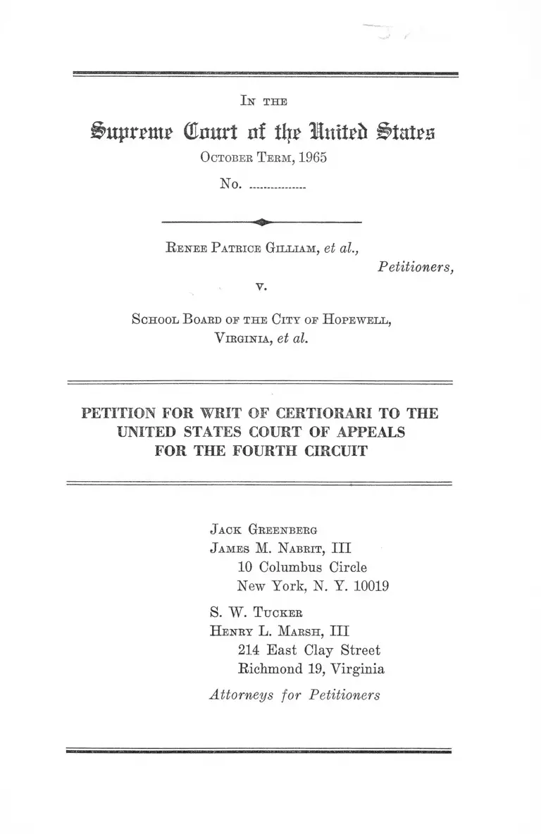 Gilliam v. City of Hopewell, VA School Board Petition for Writ of Certiorari to the United States Court of Appeals for the Fourth Circuit preview