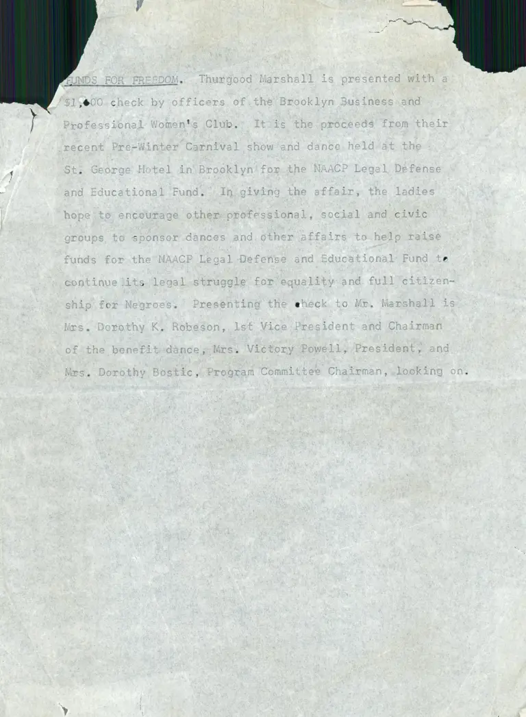 Marshall, Thurgood; and Donors, 1961, undated - 7 of 10 (supplement) preview