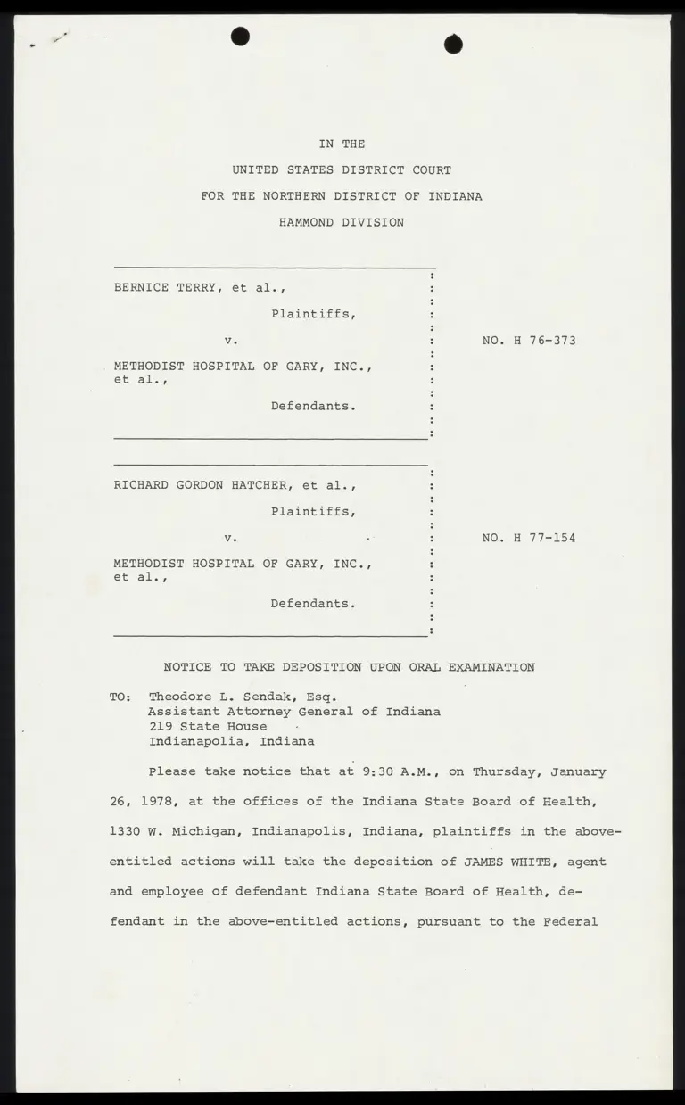 Notices to Take Deposition Upon Oral Examination preview