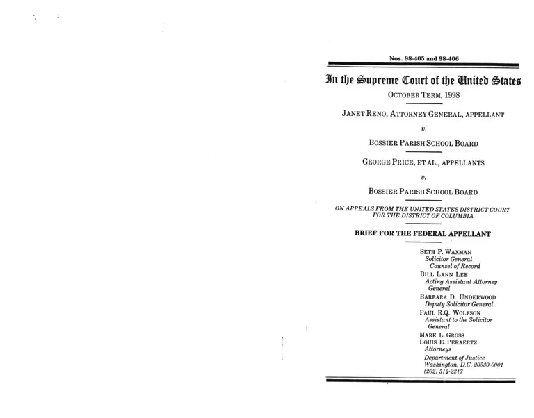 Reno v. Bossier Parish School Board Brief for Federal Appellant preview