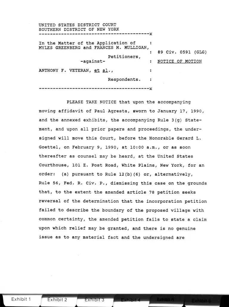 Greenberg v. Veteran Notice of Motion preview